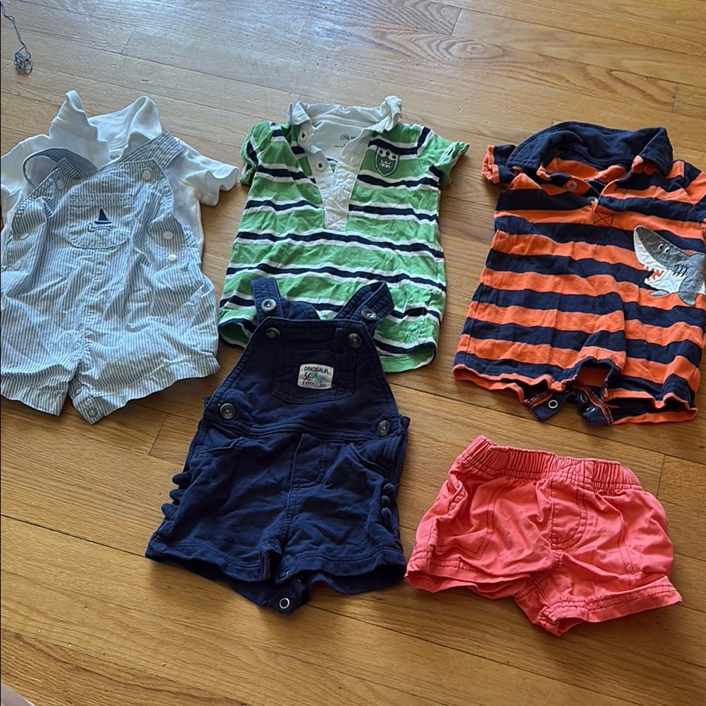 Summer bundle Baby Boy Clothing Set - Stripes and Overalls